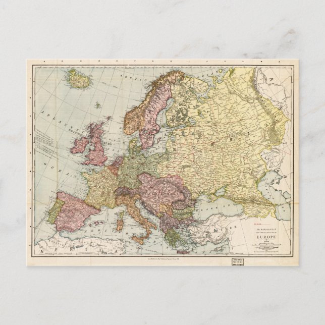 Atlas Karta i Europa (1912) Vykort (Framsida)