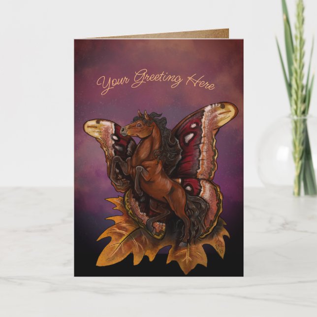Atlas Moth Fairy Horse Helgkort (Framsida)