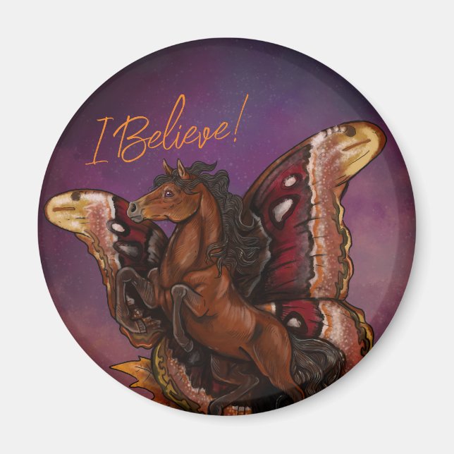 Atlas Moth Fairy Horse Magnet (Framsidan)