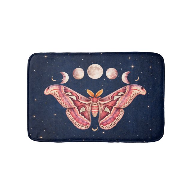 Atlas Moth Night Sky Cosmos Moon Phase | Boho Art Badrumsmatta (Framsidan)