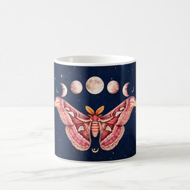 Atlas Moth Night Sky Cosmos Moon Phase | Boho Art Kaffemugg (Center)