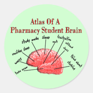 Atlas of a Pharmacy Student Brain Runt Klistermärke