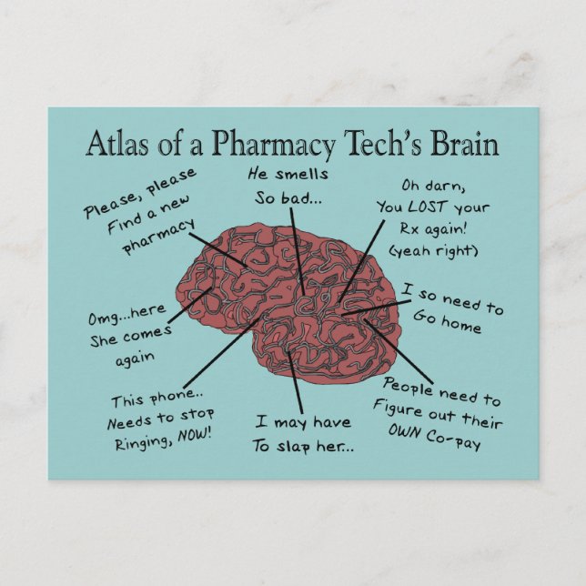 Atlas of a Pharmacy Tech's Brain Vykort (Framsida)