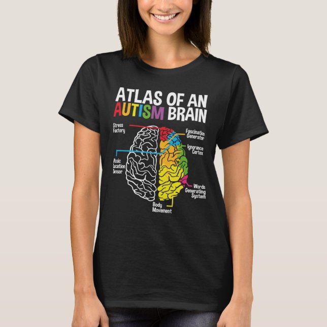 Atlas of An Autism Brain Month Ribbon Puzzle T Shirt (Framsida)