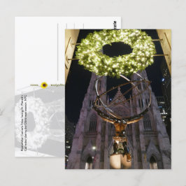 Atlas & St. Patrick's Cathedral, jul, NYC - Vykort
