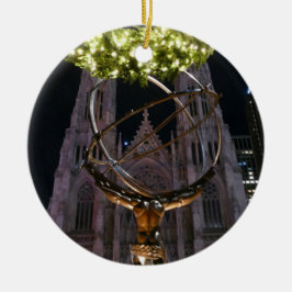 Atlas & St. Patrick's Cathedral - Julgransprydnad Keramik