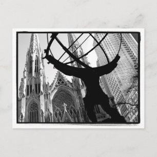 Atlas & St. Patrick's Cathedral Postcard Vykort