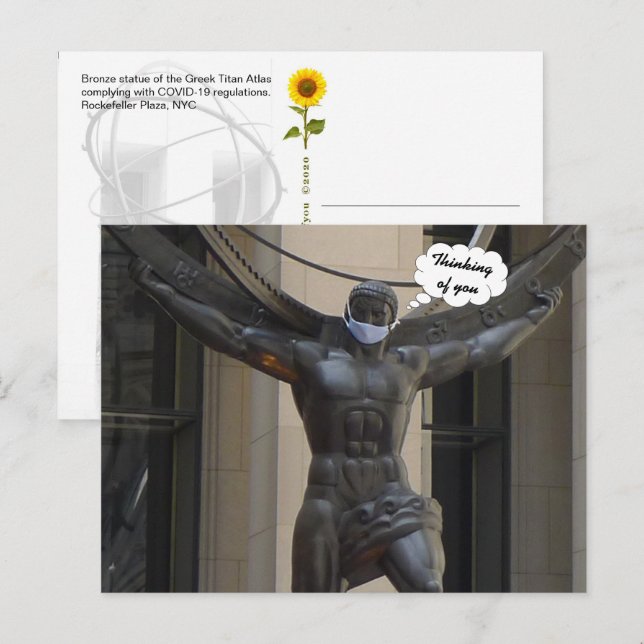 Atlas, Tänker på dig - NYC H vykort (Fram/baksida)