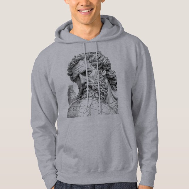 Atlas Titan Close-Up Mythology Sketch Art Hoodie (Framsida)