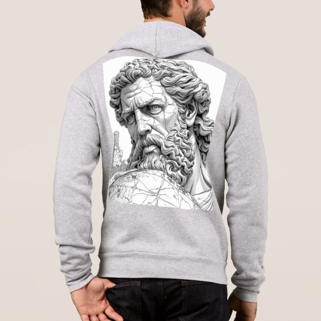 Atlas Titan Close-Up Mythology Sketch Art Hoodie T Shirt (Baksida)