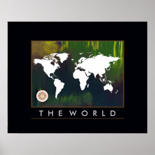 atlas, världens karta poster