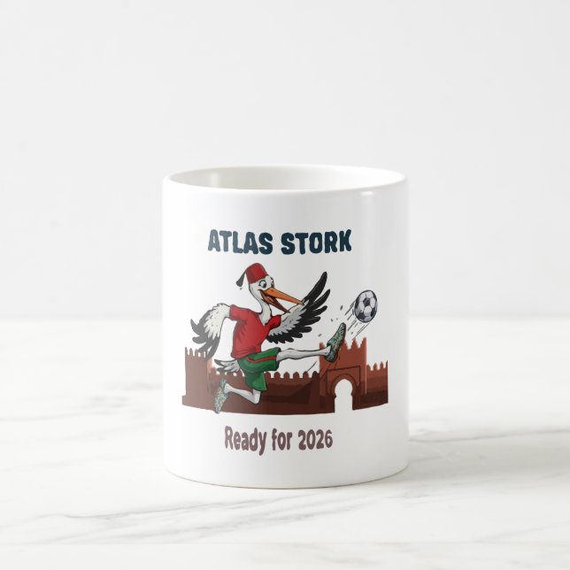 Atlasstork Marocko Fotboll 2026 Sportmaskot Kaffemugg (Center)