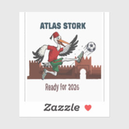 Atlasstork Marocko Fotboll 2026 Sportmaskot Klistermärken