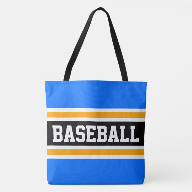 Atletisk BASEBALL Ljusblå Svart Orange Ränder Tygkasse (Framsida)