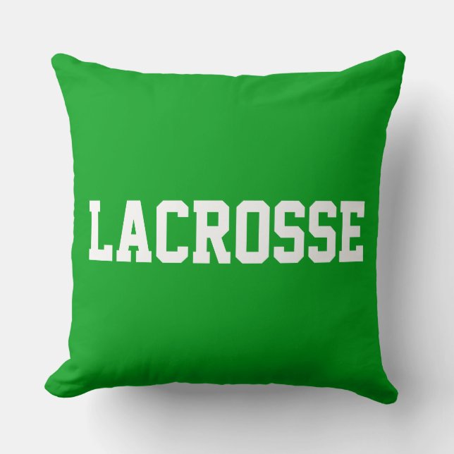 Atletisk fet vit LACROSSE-text på ljusgrön Kudde (Framsida)