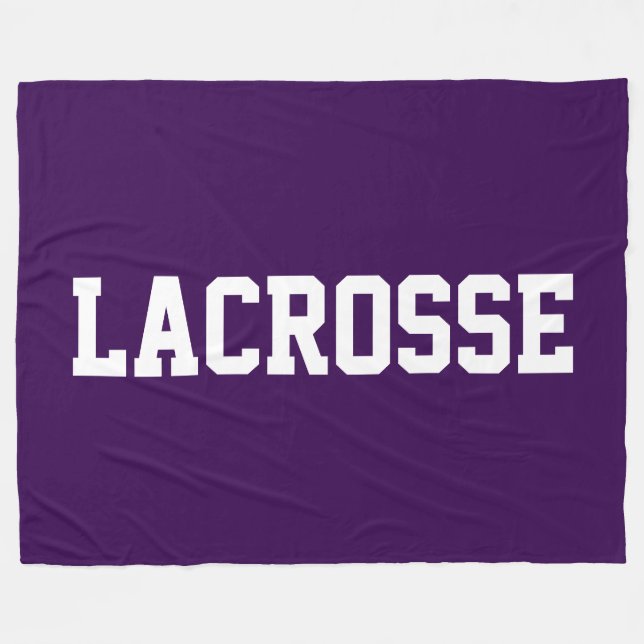 Atletisk fet vit LACROSSE-text på mörklila Fleecefilt (Framsidan (Horisontell))