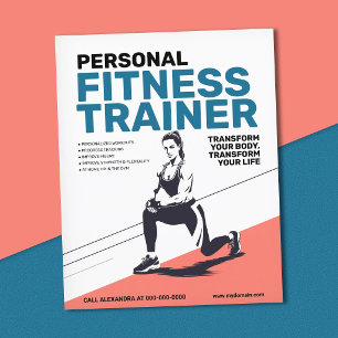 Atletisk kvinna & Energiska linjer - Fitness Träna Flygblad