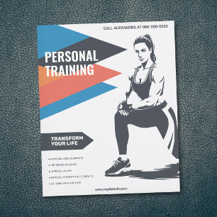 Atletisk kvinna & pilar - Fitness Tränare Flygblad