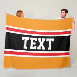 Atletisk Ljus Orange Röd Svart Ränder YOUR TEXT Fleecefilt