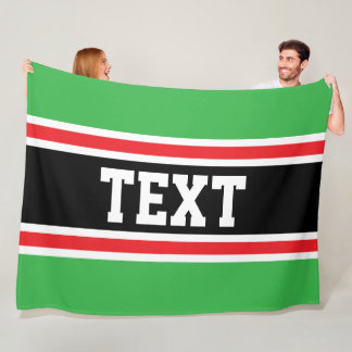Atletisk Ljusgrön Röd Svart Randig YOUR TEXT Fleecefilt