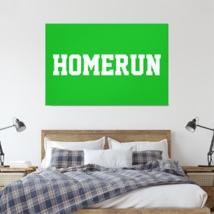 Atletisk Ljusgrön Sportig Vit HOMERUN Text  Canvastryck