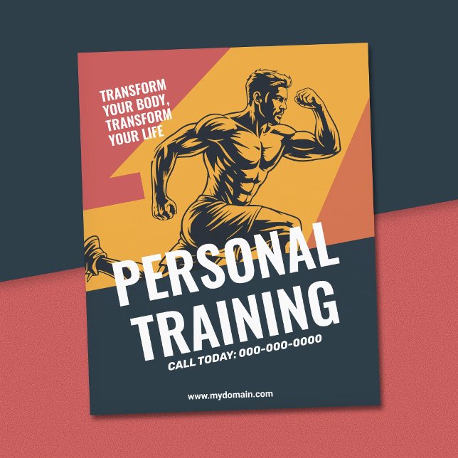 Atletisk man i aktion - personlig tränare flygblad (Athletic Man in Action - Personal Trainer Flyer)