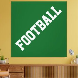 Atletisk Snedställd Vit FOOTBALL Text På Skogsgrön Canvastryck