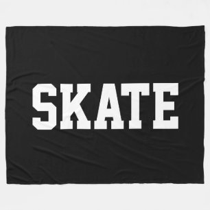 Atletisk Sportig Vit SKATE Text På Fet Svart Fleecefilt