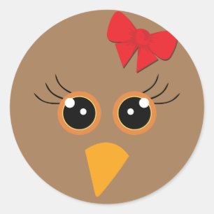 🦃 Ätlig kalkon ansikte, brun Runt Klistermärke