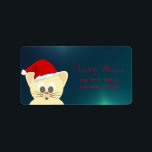Ätlig katt med tomat, Grönt Adressetikett<br><div class="desc">En dålig katt med julkatt på gröntens bakgrund. En elegant och en sofistikerad design. Anpassa med ditt namn och information om adress.</div>