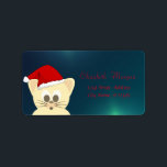 Ätlig katt med tomat, Grönt Adressetikett<br><div class="desc">En dålig katt med julkatt på gröntens bakgrund. En elegant och en sofistikerad design. Anpassa med ditt namn och information om adress.</div>