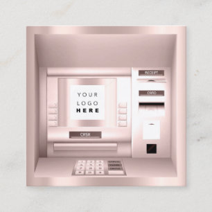 ATM Bank Consulting Money Ro Logotyp Investments Fyrkantigt Visitkort
