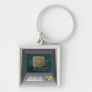 Atm-pengar Keychain Fyrkantig Silverfärgad Nyckelring