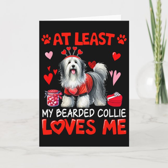 Åtminstone min Bearded Collie älskar mig Alla hjär Kort (Framsida)