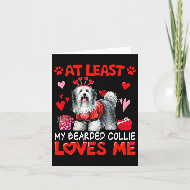 Åtminstone min Bearded Collie älskar mig Alla hjär Kort (Framsida)
