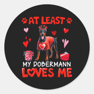 Åtminstone min dobermann som älskar mig Alla hjärt Runt Klistermärke