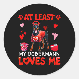 Åtminstone min dobermann som älskar mig Alla hjärt Runt Klistermärke
