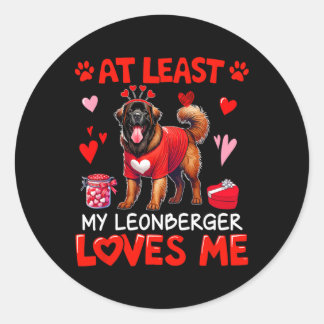 Åtminstone min Leonberger som älskar mig Valentine Runt Klistermärke