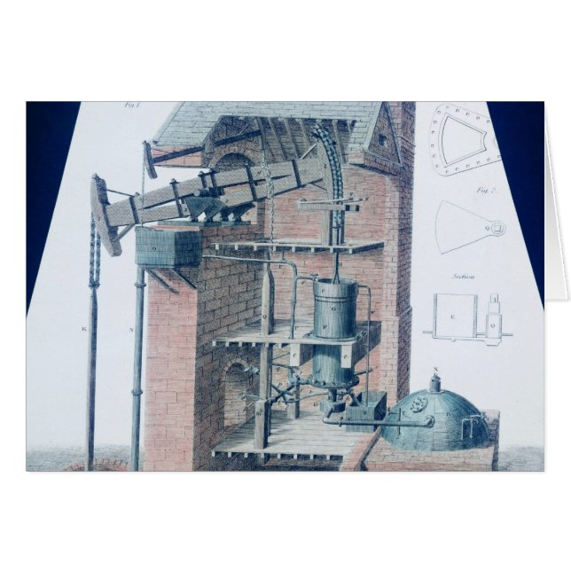 Atmosfärisk ångamotor hälsningskort (Framsidan Horizontal)