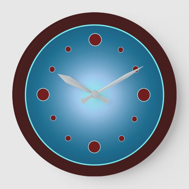 Atmosfärisk blå-aqua med röda sifferklocka stor klocka (Framsida)
