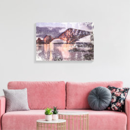 Atmosfärisk Forth Bridge i skymningen Akvarell Canvastryck