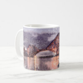 Atmosfärisk Forth Bridge i skymningen Akvarell Kaffemugg