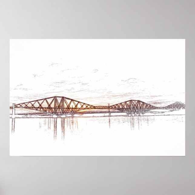 Atmosfärisk Forth Bridge-konstverk Poster (Framsidan)