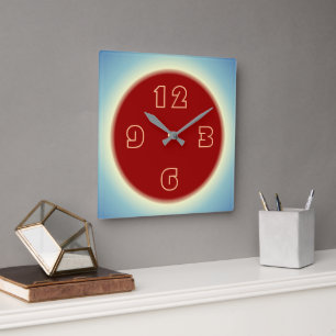 Atmosfärisk Lemon Blue med Red Center Fyrkantig Klocka