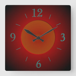 Atmosfärisk röd/Orange med glöd > Vägglås Fyrkantig Klocka
