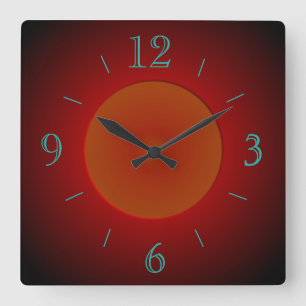 Atmosfärisk röd/Orange med glöd > Vägglås Fyrkantig Klocka