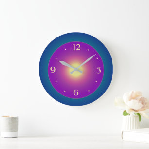 Atmospheric Bluegreen med Lila Center Clock Stor Klocka