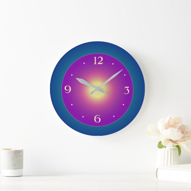Atmospheric Bluegreen med Lila Center Clock Stor Klocka (Hem)