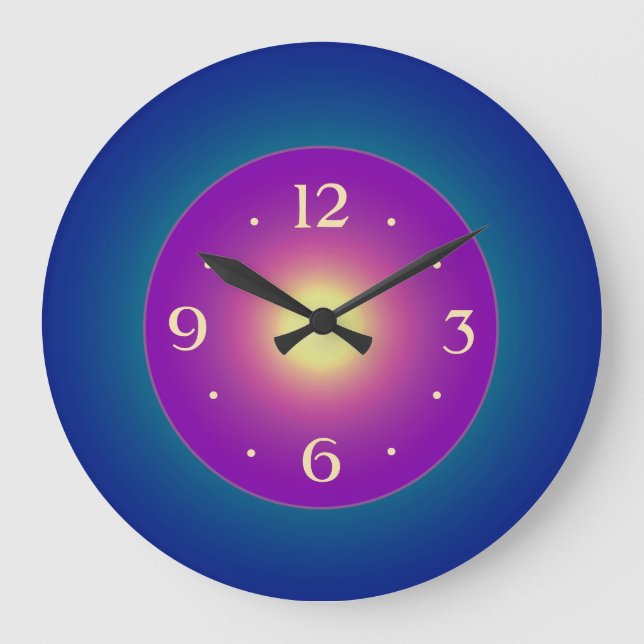 Atmospheric Bluegreen med Lila Center Clock Stor Klocka (Framsida)