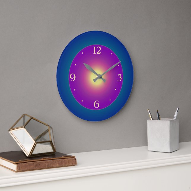 Atmospheric Bluegreen with Purple Centre Clock Stor Klocka (Kontor)